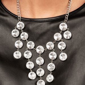 Spotlight Stunner - Silver & White Rhinestone Necklace (OS) - B:A1