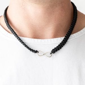Right on MARITIME - Black Cord Silver Infinity Urban Necklace (OS)