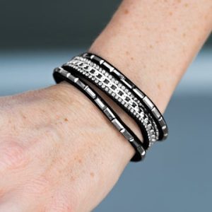 Girl Hustle - Black & Silver Wrap Bracelet (OS) - B:A2