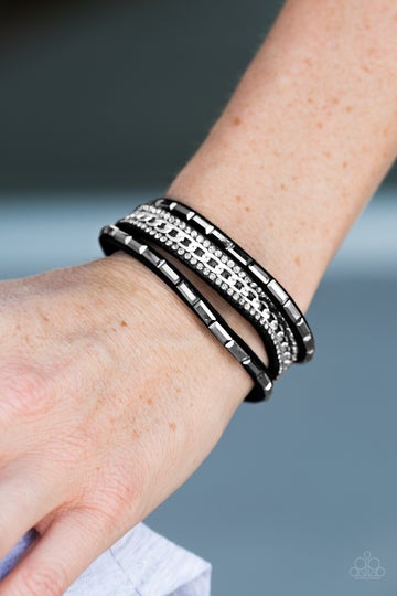 Girl Hustle - Black & Silver Wrap Bracelet (OS) - B:A2