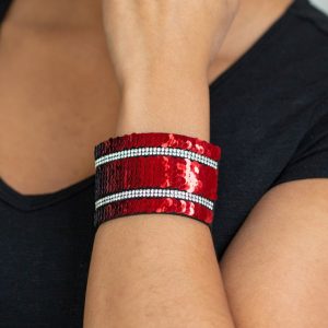 MERMAID Service - Red Sequins Reversible Silver Sequin Bracelet (OS) - B:A2