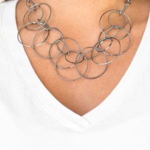 Circa de Couture - Black Gunmetal Hoop Necklace (OS) - B:A6
