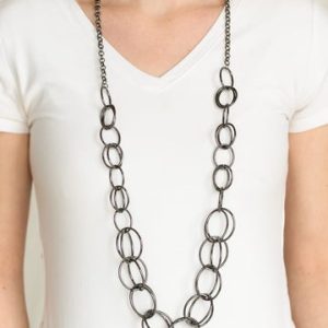 ELEGANTLY ENSNARED - Black (Gunmetal) Necklace (OS) - B:A6