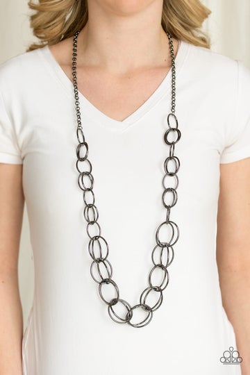 ELEGANTLY ENSNARED - Black (Gunmetal) Necklace (OS) - B:A6