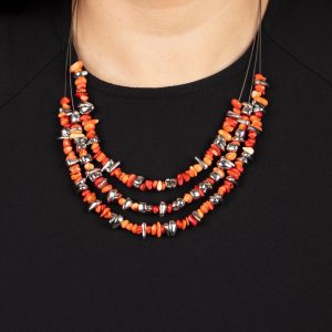 Placid Pebbles - Orange Necklace (OS) - B:A6