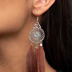 Pretty in PLUMES - Brown Earring (OS) - B:A5