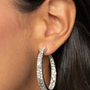 GLITZY By Association - White Hoop Earring (Blockbuster) (OS) - B:A4