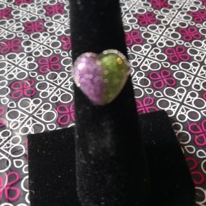 Starlet Shimmer Glitter Heart - Purple & Green Ring (OS)