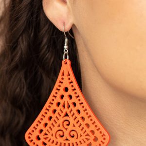 FAN to FAN Wooden - Orange Earrings (OS) - B:A4