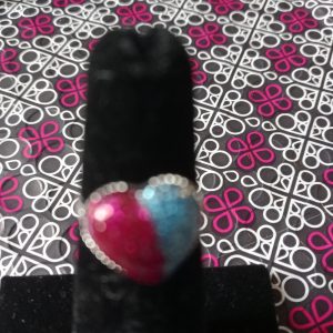 Starlet Shimmer Glitter Heart - Pink & Blue Ring (OS)