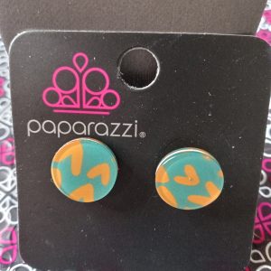 Starlet Shimmer V-Shaped Pattern - Orange & Turquoise Earring (OS)