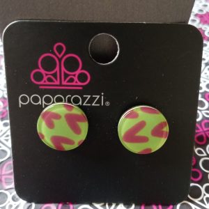 Starlet Shimmer V-Shaped Pattern - Pink & Green Earring (OS)