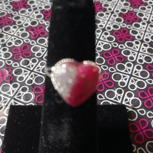 Starlet Shimmer Glitter Heart - White & Pink Ring (OS)