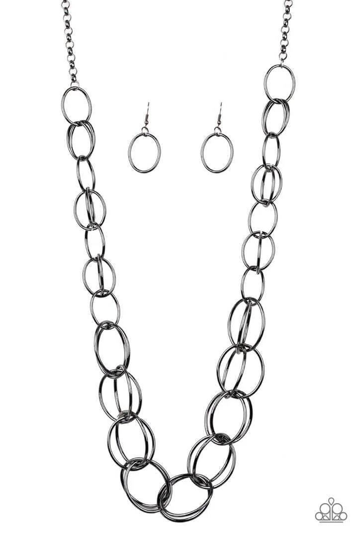 ELEGANTLY ENSNARED - Black (Gunmetal) Necklace (OS) - B:A6 - Image 2