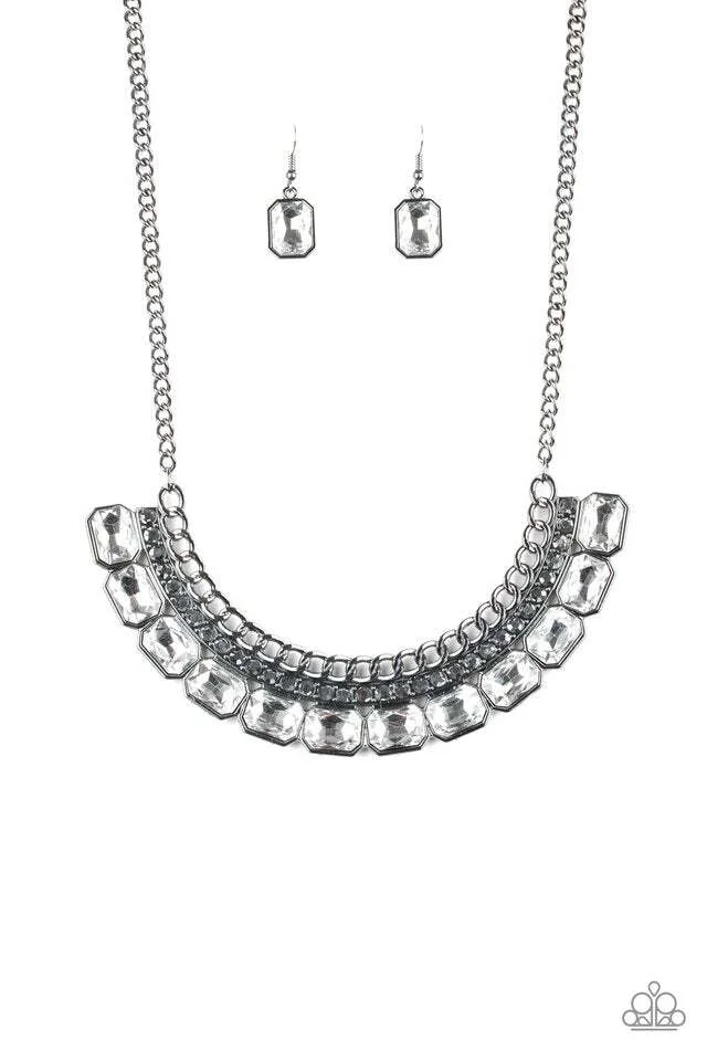 Killer Knockout - Black (Gunmetal) Necklace, Hematite Rhinestone & White Gem (OS) - Image 2