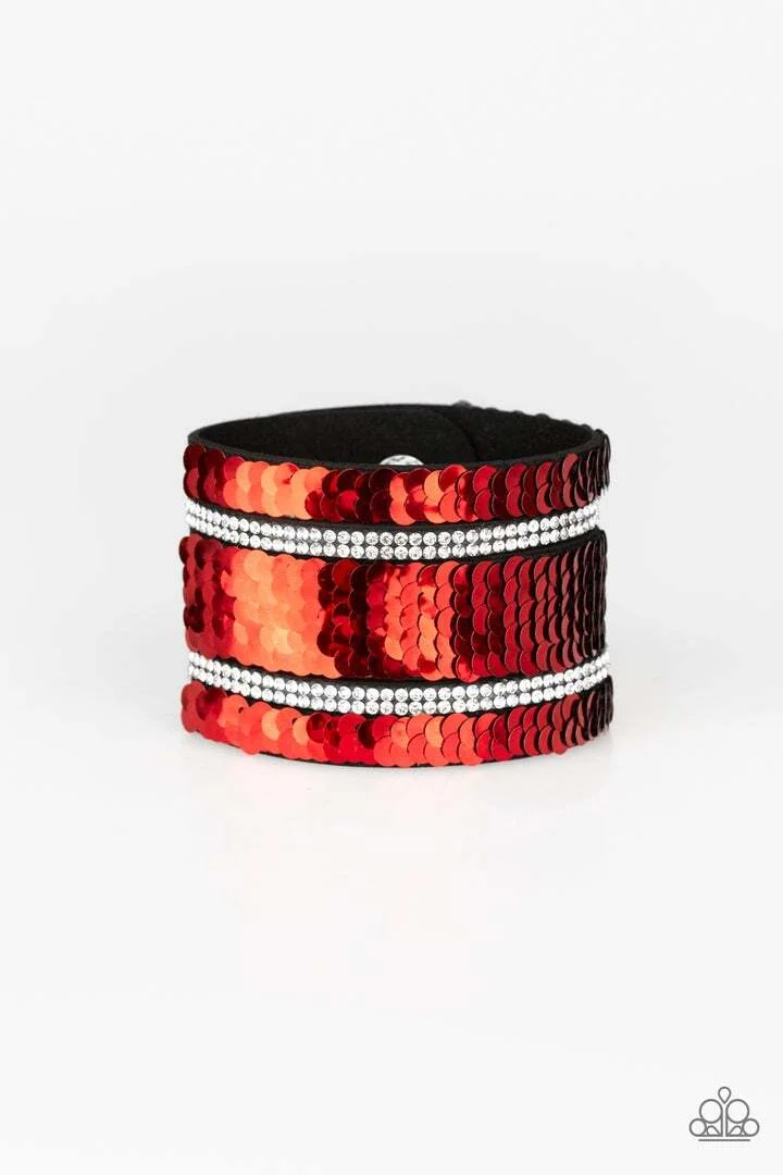 MERMAID Service - Red Sequins Reversible Silver Sequin Bracelet (OS) - B:A2 - Image 2