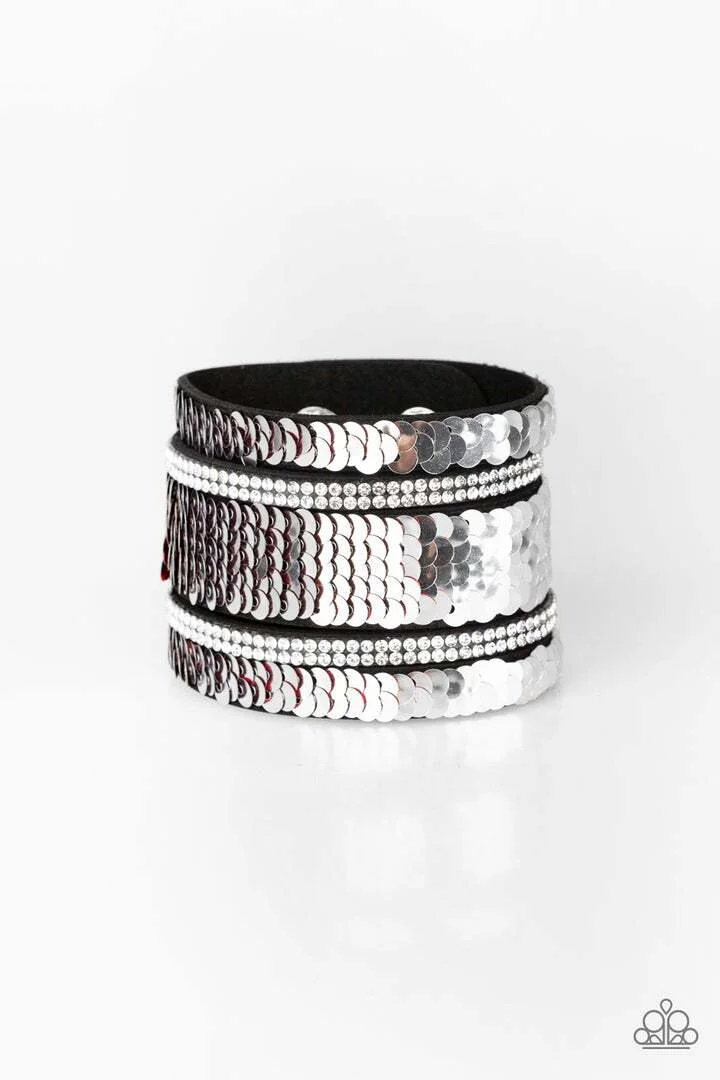 MERMAID Service - Red Sequins Reversible Silver Sequin Bracelet (OS) - B:A2 - Image 4